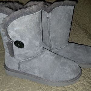 UGG Gray Winter Boots with Button Detail